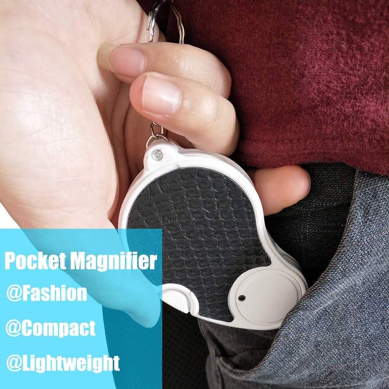 TECHSHARE Magnifying Glass with Light, Lighted Magnifying Glass, Handheld Pocket Magnifier Small Illuminated Folding Hand Held Lighted Magnifier for Reading Coins Hobby Travel - 45 Mm Diameter - Image 3